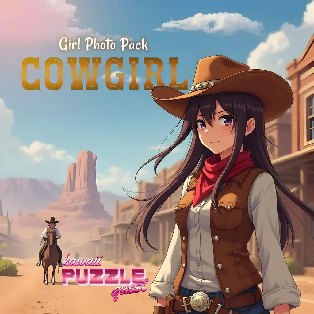 Kawaii Puzzle Quest - Cowgirl Photo Pack — Kawaii Puzzle Quest